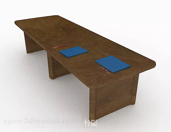 Simple Wooden Brown Office Desk 3d model Simple Wooden Brown Office Desk 3d model