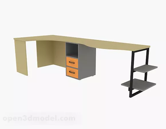 Simple Wooden Work Desk 3d model Simple Wooden Work Desk 3d model