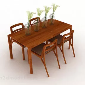 Wooden Dining Table And Chair Furniture 3d model