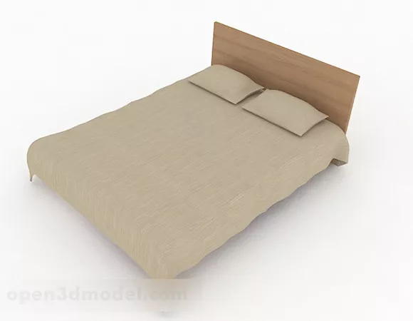 Simple Wooden Double Bed 3d model Simple Wooden Double Bed 3d model