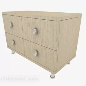 Simple Wooden Light Brown Hall Cabinet 3d model