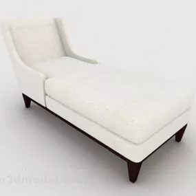 Simple Wooden White Sofa Lounge Chair 3d model