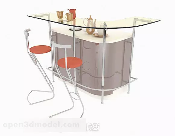 Simple Yellow Bar Table And Chair 3d model Simple Yellow Bar Table And Chair 3d model