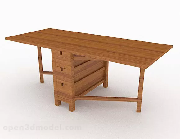 Simple Yellow Brown Office Desk 3d model Simple Yellow Brown Office Desk 3d model