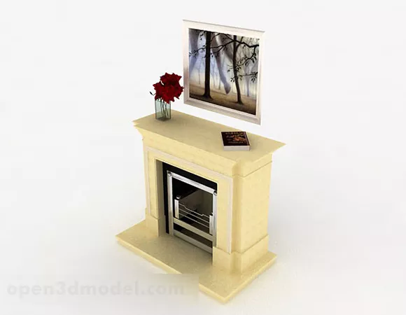 Marble Fireplace With Mirror 3d model