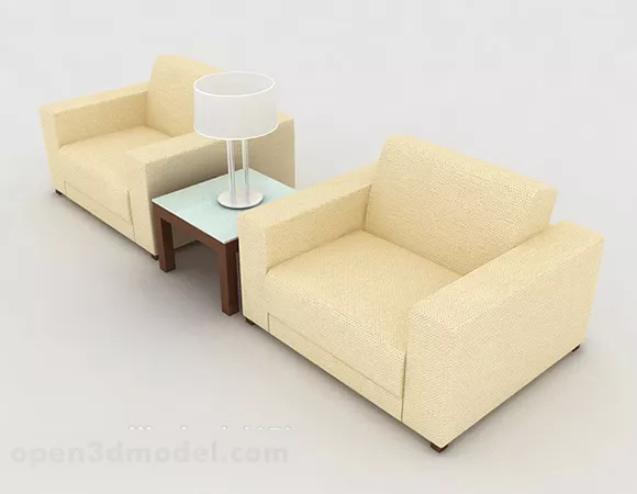 Simple Yellow Table Chair 3d model Simple Yellow Table Chair 3d model