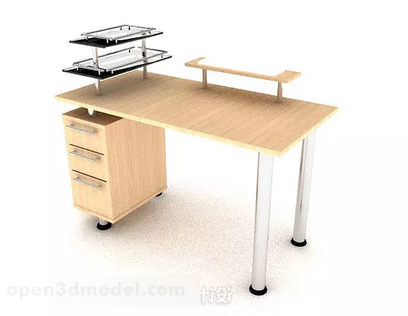 Simple Yellow Wooden Desk 3d model Simple Yellow Wooden Desk 3d model