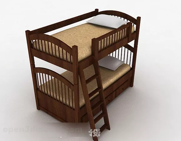 Single Guardrail Single Bunk Bed 3d model Single Guardrail Single Bunk Bed 3d model