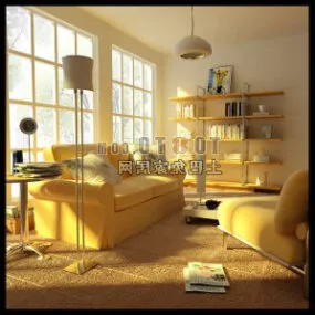 Small Study Room Interior 3d model