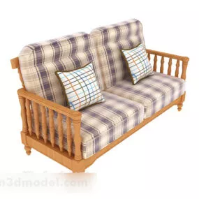 Wooden Base Sofa With Pads 3d model