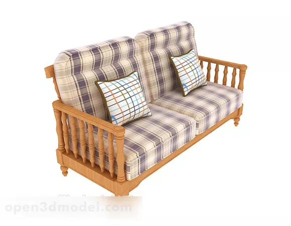 Wooden Base Sofa With Pads 3d model Wooden Base Sofa With Pads 3d model