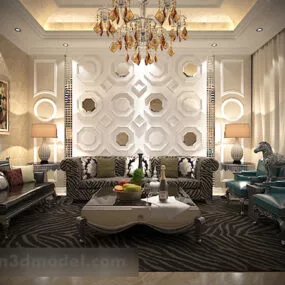 Sofa Background Wall Interior 3d model