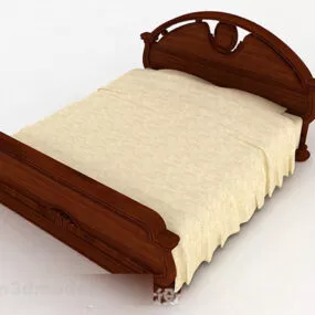 Solid Wood Home Double Bed 3d model