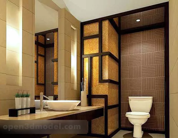 Asian Bathroom Interior 3d model Asian Bathroom Interior 3d model