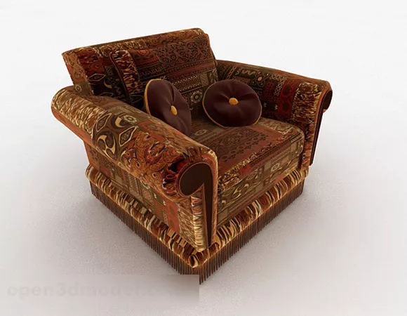 Vintage Brown Leather Single Sofa 3d model Vintage Brown Leather Single Sofa 3d model