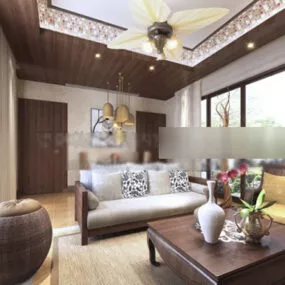 Southeast Asian Living Room Interior 3d model