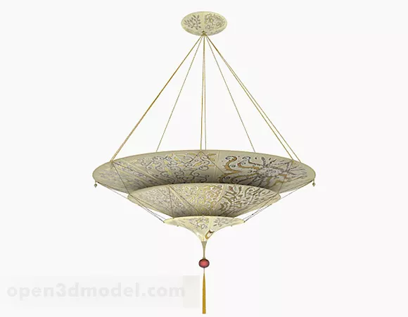 Southeast Asian 3 Layer Cone Chandelier 3d model Southeast Asian 3 Layer Cone Chandelier 3d model