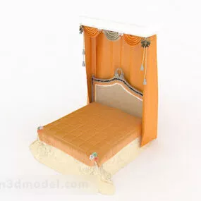 Southeast Asian Design Yellow Double Bed 3d model