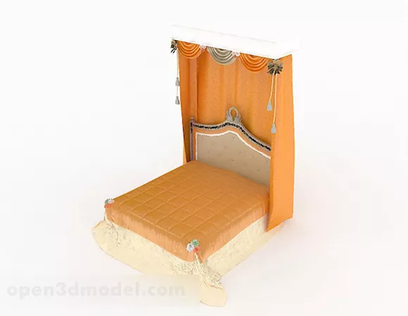 Southeast Asian Design Yellow Double Bed 3d model Southeast Asian Design Yellow Double Bed 3d model