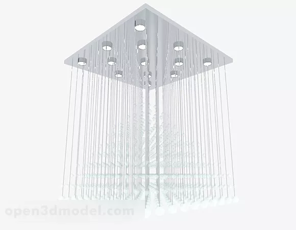 Square crystal tassel chandeliers 3d model Square crystal tassel chandeliers 3d model