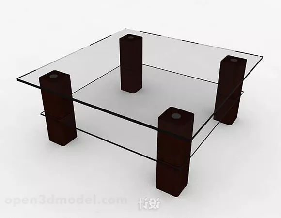 Square Double Glass Coffee Table 3d model Square Double Glass Coffee Table 3d model
