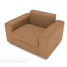 Square Simple Brown Single Sofa 3d model