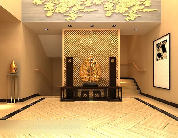 Game Hallway Scene 3d model