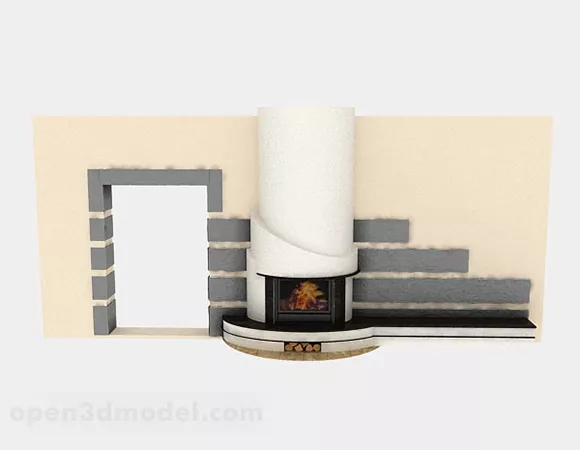 Elegant Stone Fireplace With Fire 3d model