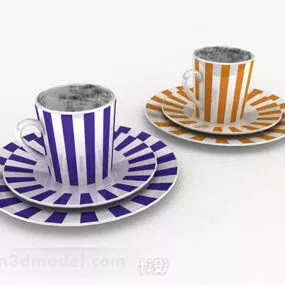 Striped Yellow Blue Cup With 3d model