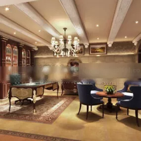 Classic Home Study Room Interior 3d model