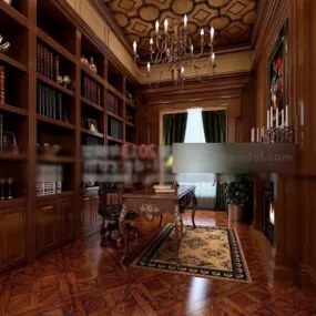 Study Room Design Interior 3d model