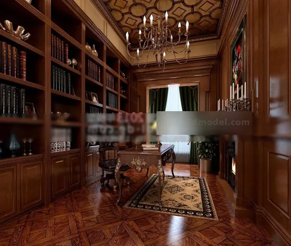 Study Room Design Interior 3d model Study Room Design Interior 3d model