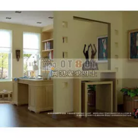 Home Apartment Study Room Interior 3d model