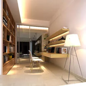 Study Sliding Door Interior 3d model