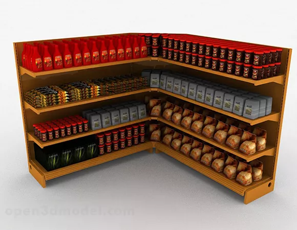 Supermarket Food Display Stand 3d model Supermarket Food Display Stand 3d model