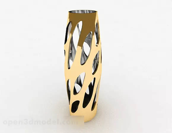 Golden Hollow Vase Decoration 3d model Golden Hollow Vase Decoration 3d model