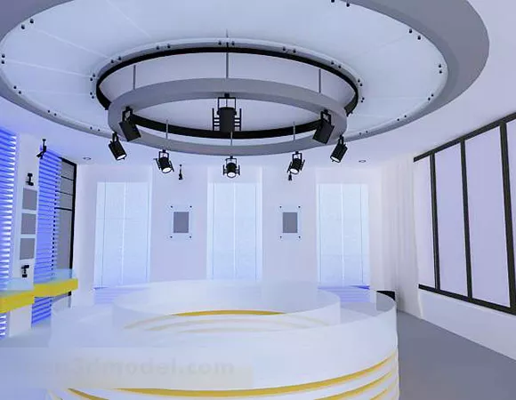 Exhibition Showroom Interior Circle Structure 3d model