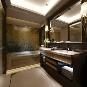 Glass Style Hotel Toilet Interior 3d model