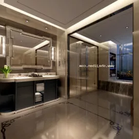 Modern Decor Hotel Toilet Interior 3d model