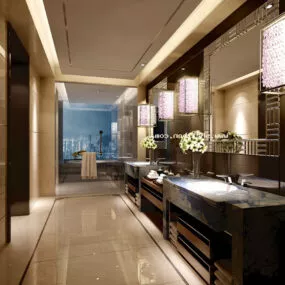 Public Hotel Toilet Interior 3d model