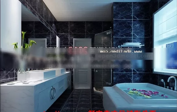 Black Marble Toilet Design Interior 3d model Black Marble Toilet Design Interior 3d model