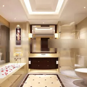 Modern Toilet With Bathtub 3d model