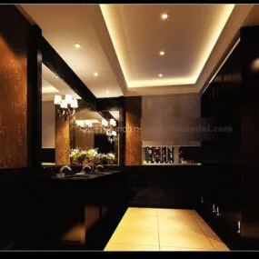 Dark Lighting Toilet Interior 3d model