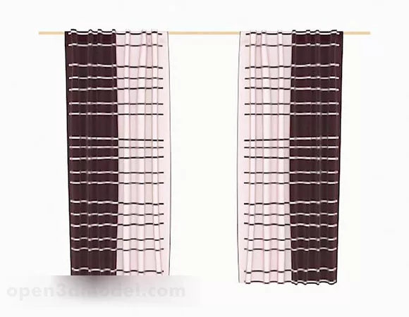 Two-color Striped Curtain 3d model Two-color Striped Curtain 3d model