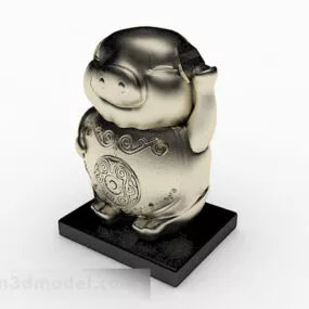 Golden Metal Pig Sculpt 3d model