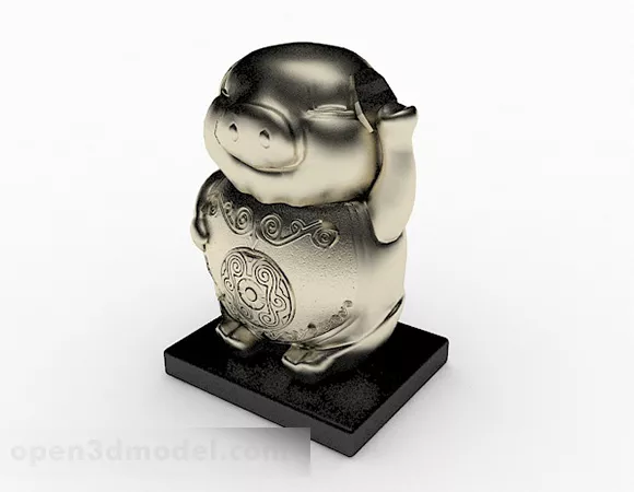 Golden Metal Pig Sculpt 3d model Golden Metal Pig Sculpt 3d model