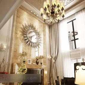 Villa Living Room Tv Cabinet Interior 3d model