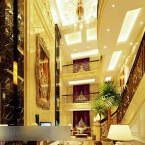 Villa Living Room Ceiling Interior 3d model
