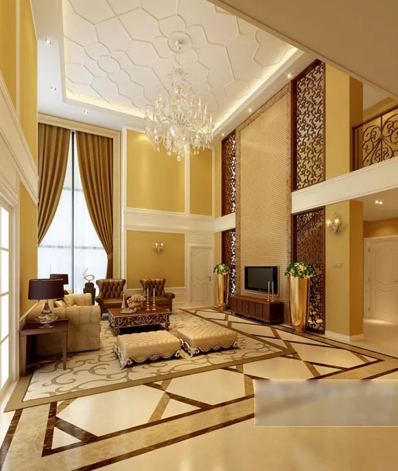 Villa Living Room Crystal Lamp Interior 3d model Villa Living Room Crystal Lamp Interior 3d model