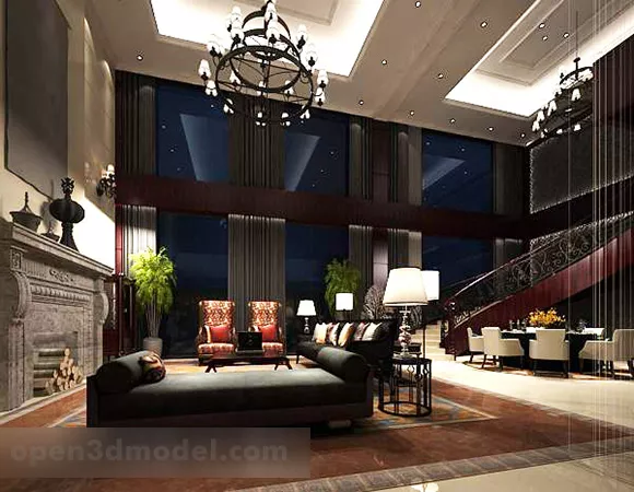 Villa Living Room Dining Room Interior 3d model Villa Living Room Dining Room Interior 3d model